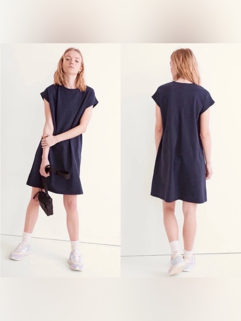 Madewell Size M Blue Cap Sleeve T-Shirt Dress